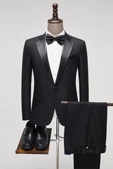 Black Two Piece Notched Lapel Prom Suit
